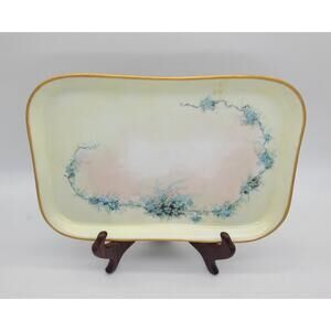 Antique O&E.G. Early 20th C Rectangular Porcelain Tray Forget-Me-Not Floral